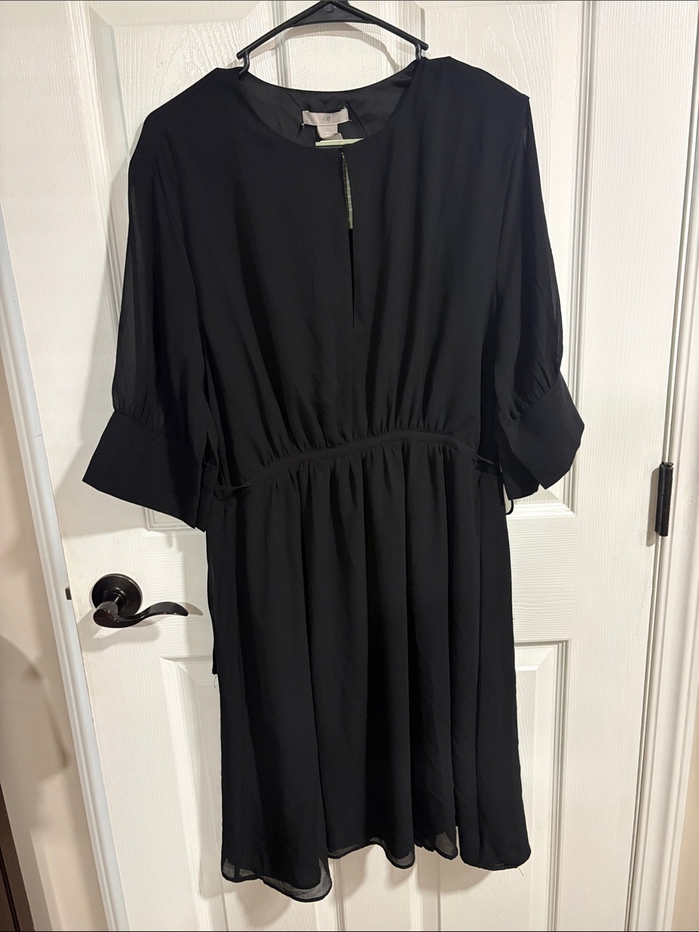H&M Black Midi Dress with Keyhole Neck